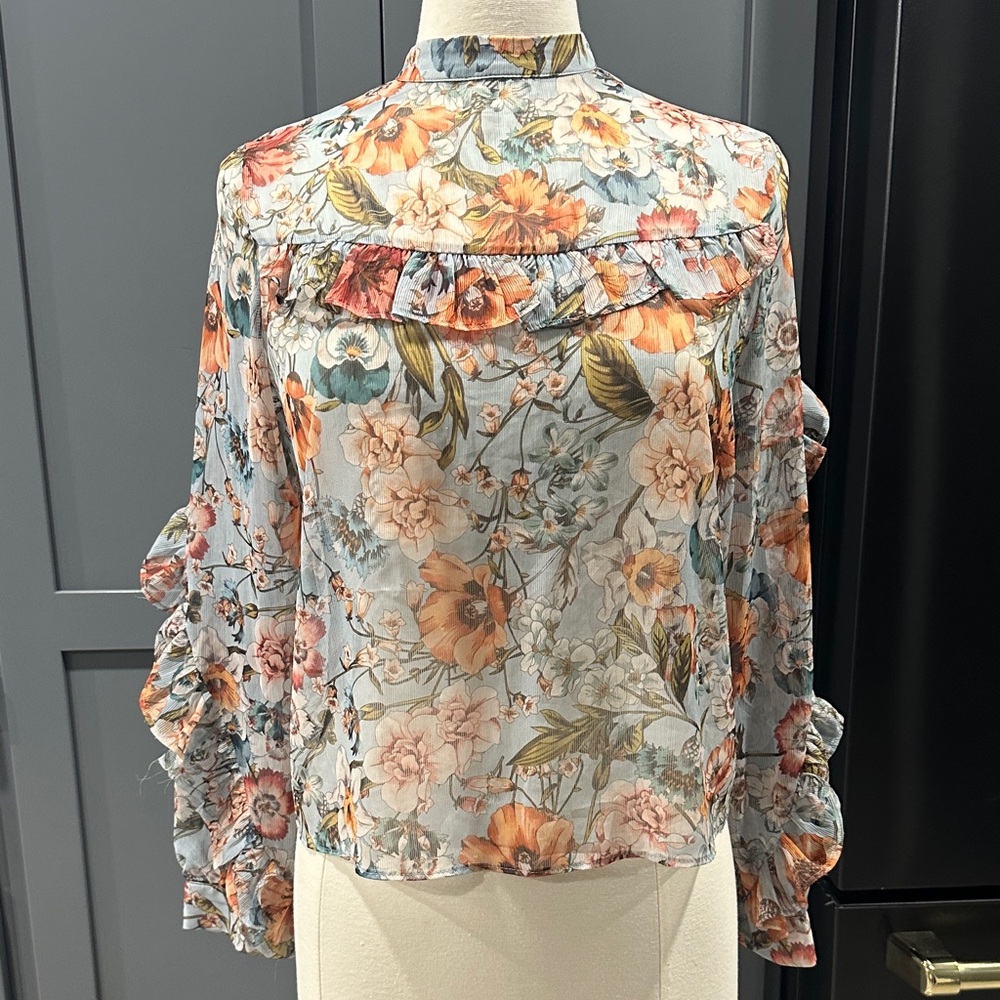Bershka Multicolor Floral Ruffle Blouse